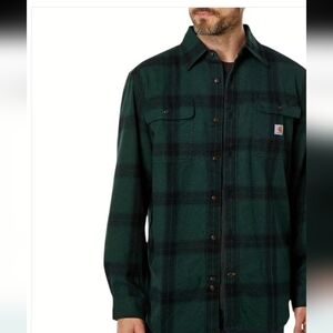 Carhartt Men's Dark Green Checkered Flannel Shirt Jacket Sz.XL